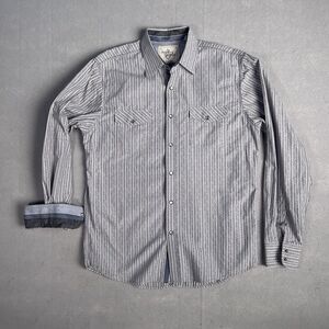 Age of Wisdom Casual Men Medium Gray Button Front‎ Shirt Flip Cuff Long Sleeve
